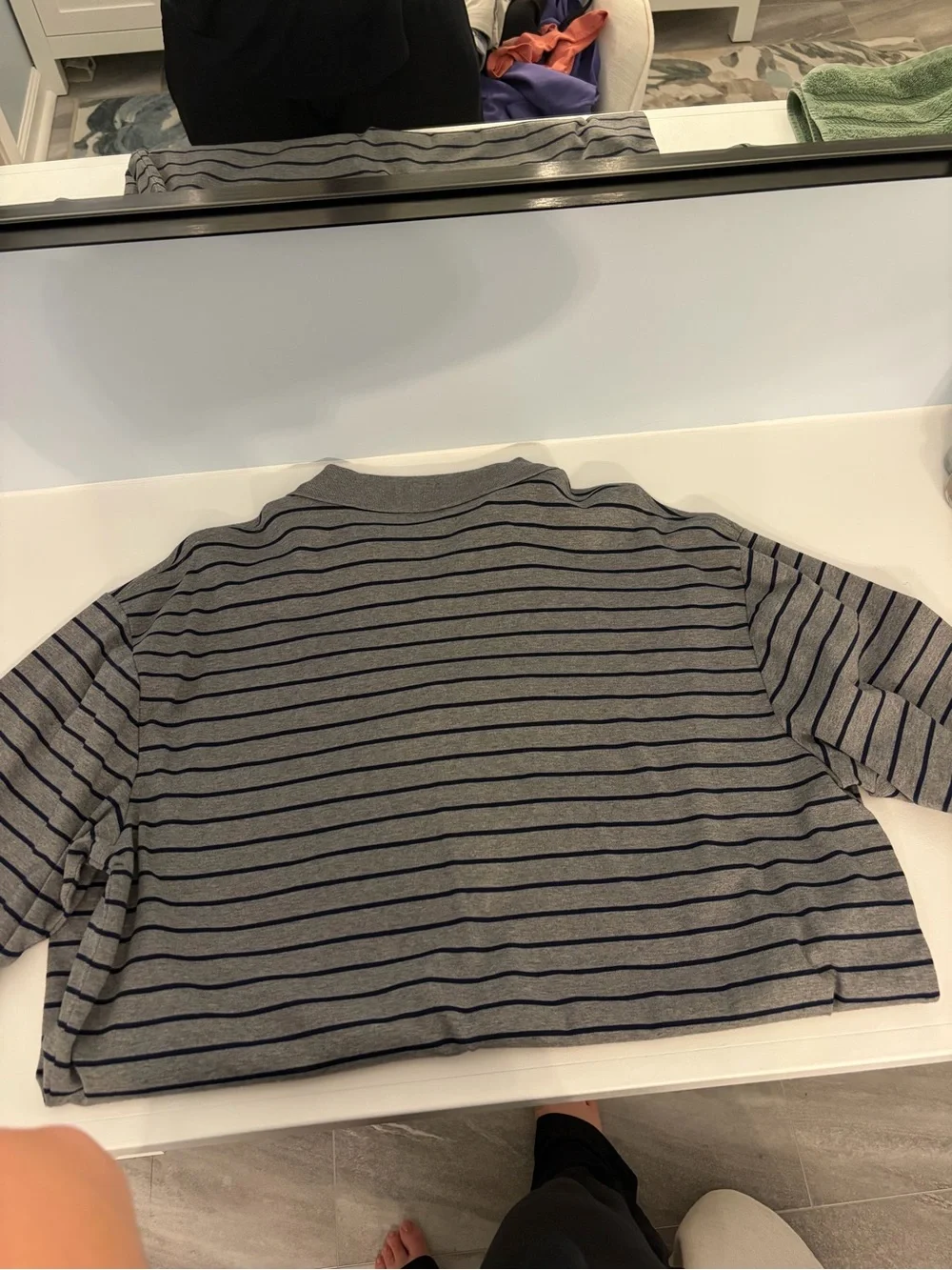 Ralph Lauren Gray Polo with Navy Stripes